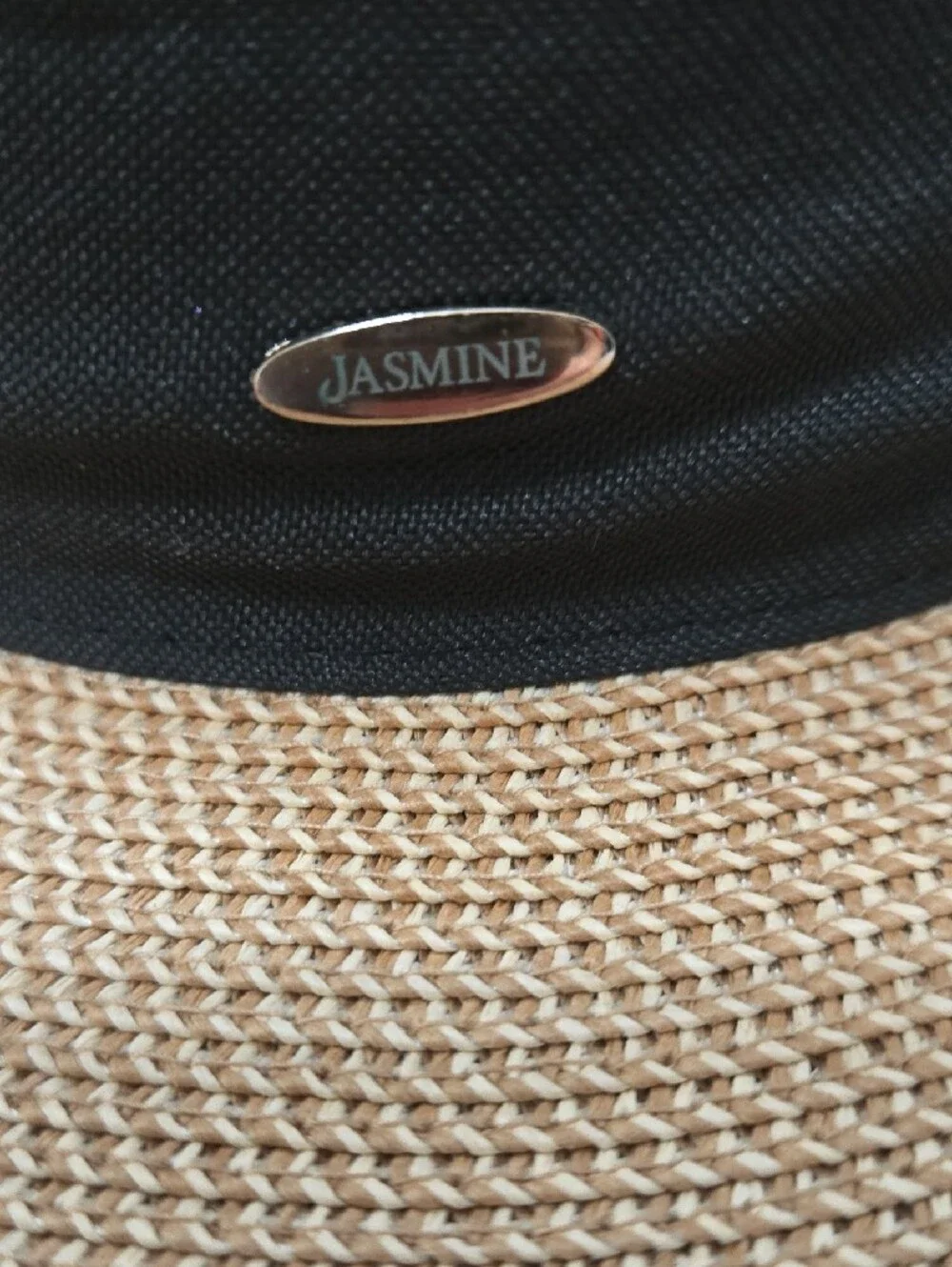 Jasmine Beige Straw Sun Hat with Black Ribbon Beach Vacay